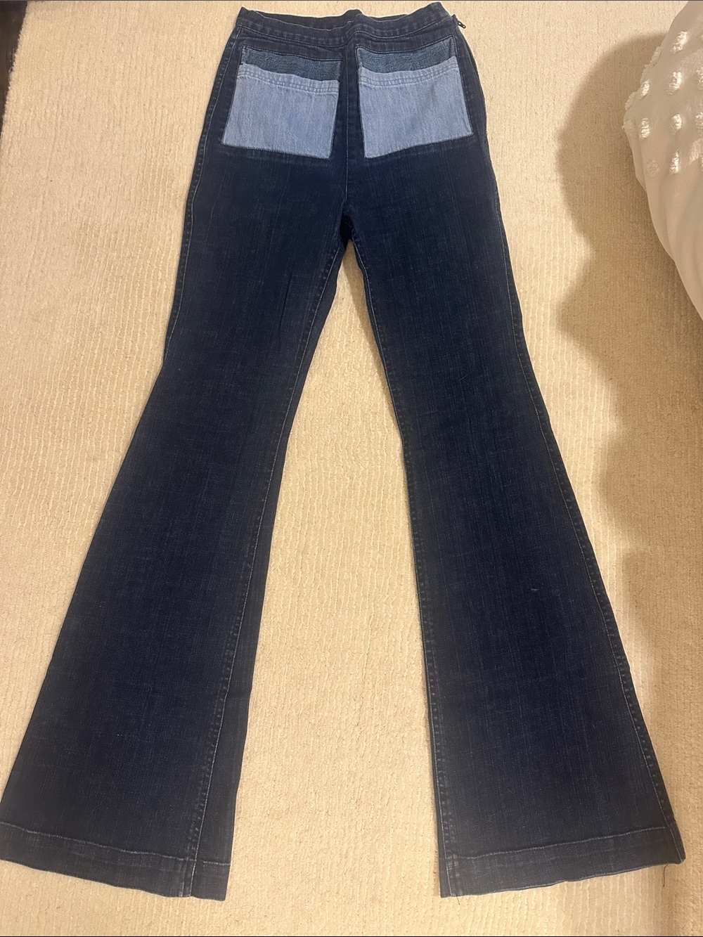 Rachel comey Women's Dark Blue Flare Jeans with Contrast front Pockets